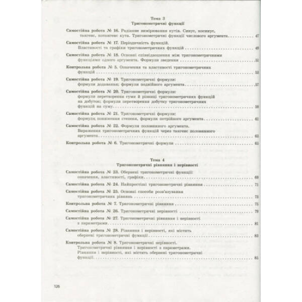 Алгебра і початки аналізу. 10 класс. Профільний рівень. Тестовий контроль результатів навчання
