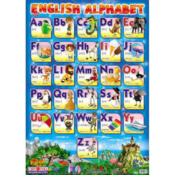 Англiйська абетка (друкована) з малюнками
