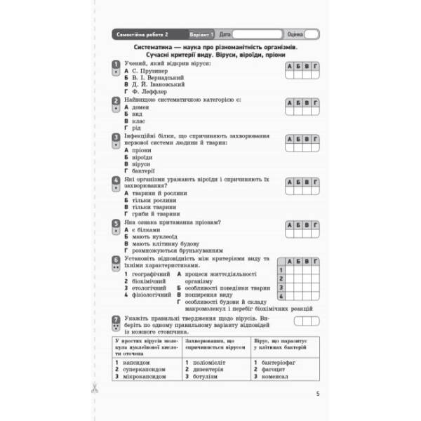 Біологія і екологія (рівень стандарту). 10 клас: зошит для оцінювання результатів навчання