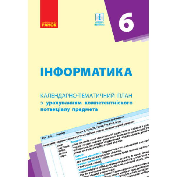 Інформатика. 6 клас. Календарно-тематичний план з урахуванням компетентнісного потенціалу предмета