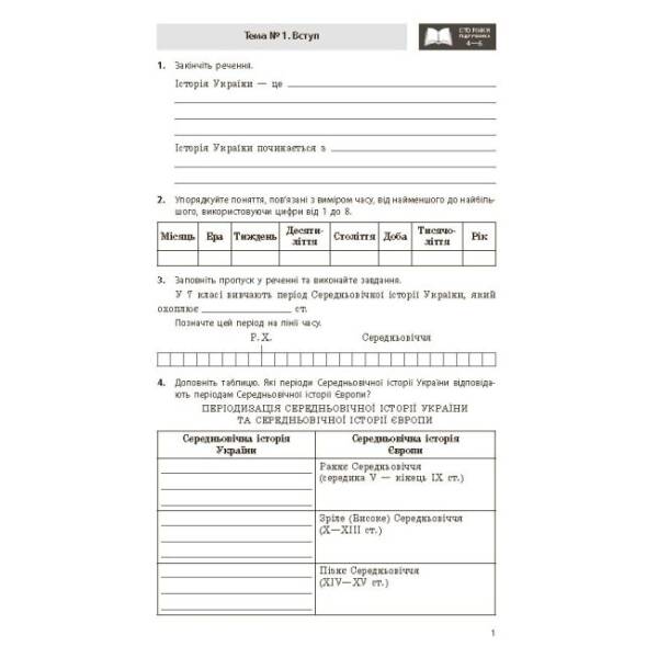 Історія України. 7 клас. Робочий зошит