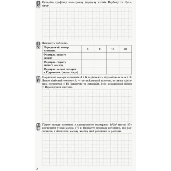 Хімія. 8 клас. Зошит для контролю навчальних досягнень учнів