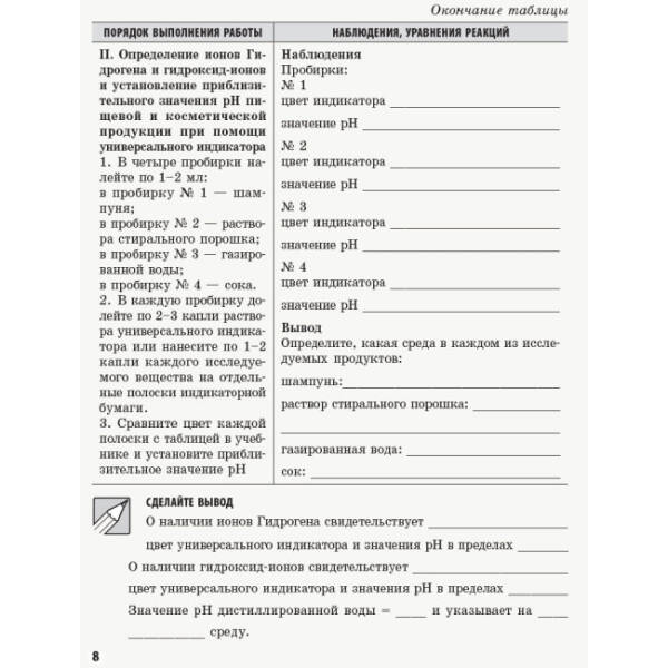 Химия. 9 класс. Тетрадь для лабораторных и практических работ + приложение 16 стр. (російською мовою)
