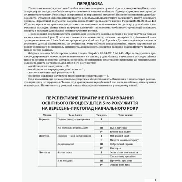 Мій конспект. 5-й рік життя. Осінь (відповідно до вимог освітньої програми «Дитина»)