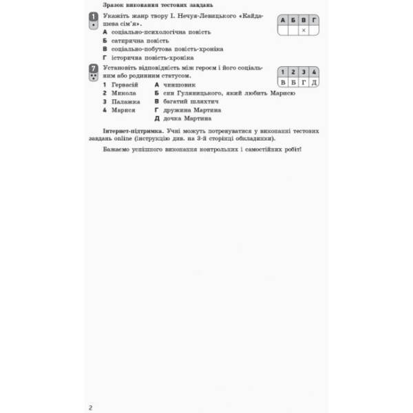 Українська література (рівень стандарту). 10 клас: зошит для оцінювання результатів навчання