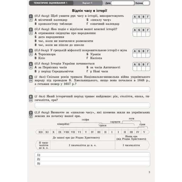 Вступ до історії. 5 клас. Зошит для оцінювання результатів навчання