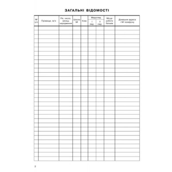 Журнал обліку групових занять дитячо-юнацької спортивної школи