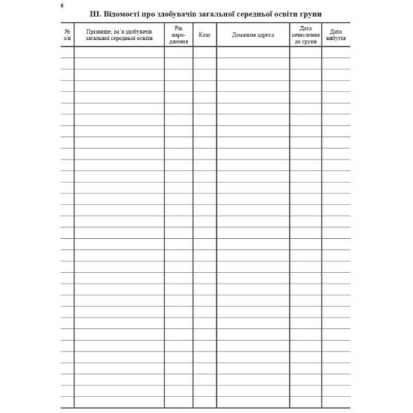 Журнал обліку роботи групи подовженого дня
