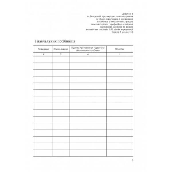 Журнал обліку виданих підручників і навчальних посібників