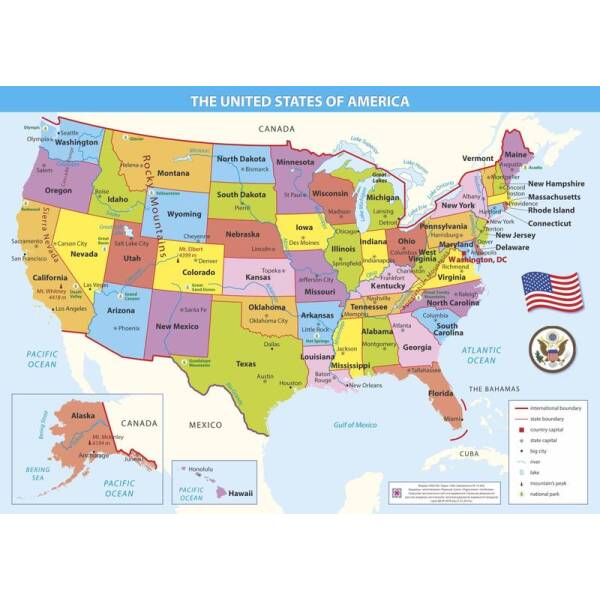 Карта США. Плакат /А2/
