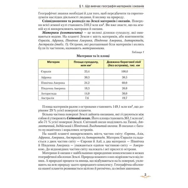 Географія, 7 кл., Підручник “Материки та океани” – Гільберг Т. Г. – Грамота (107430)