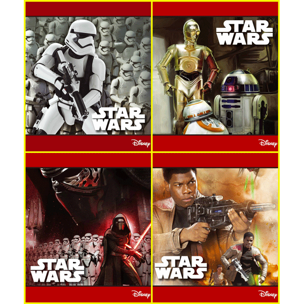 Комплект зошитів А5, скоба, 48 аркушів, лінія, офсет, STAR WARS (250159)