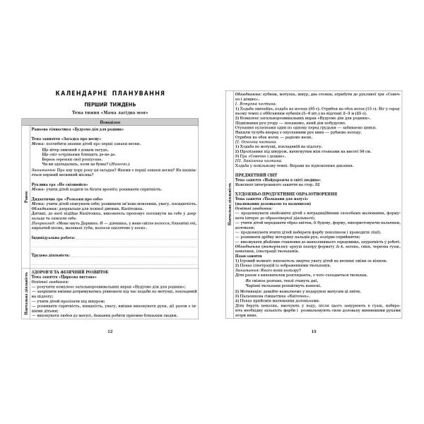Розгорнутий календарний план. БЕРЕЗЕНЬ. Молодший вік