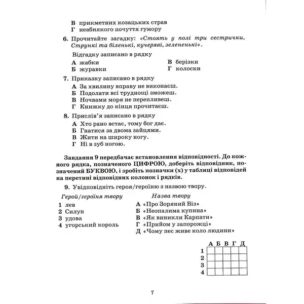 Українська література, 5 кл., Зошит для контрольних робіт – Авраменко О. М. – Грамота (107475)