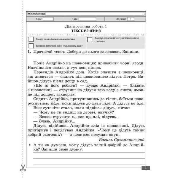 Діагностичні роботи з української мовиі читання 4 клас НУШ ( програма Шияна + Савченко) (Весна) Мещерякова К.С