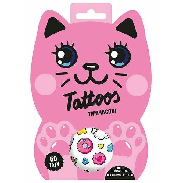Тимчасові тату для молодших дівчаток. Tattoos. Рожеве кошеня