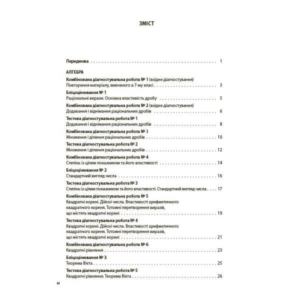 Алгебра. Геометрія. Усі діагностувальні роботи. 8 клас