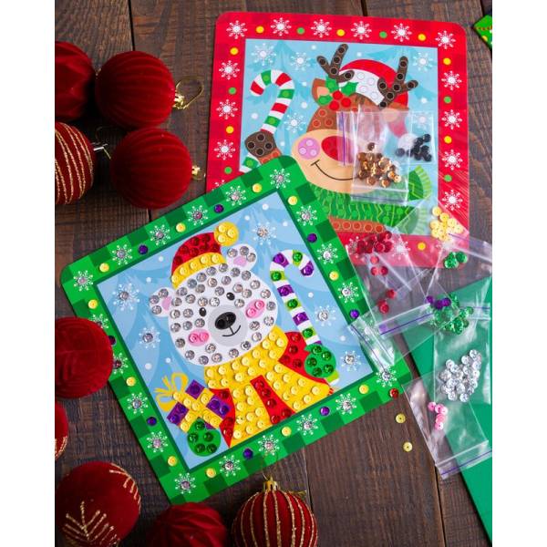 Новорічні листівки з паєтками. Новий рік