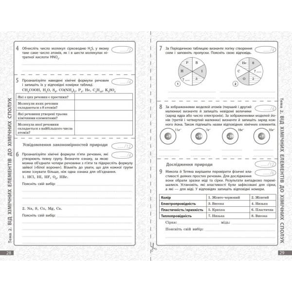 НУШ Хімія. 7 клас. Поточне та підсумкове оцінювання за групами результатів + діагностувальна робота