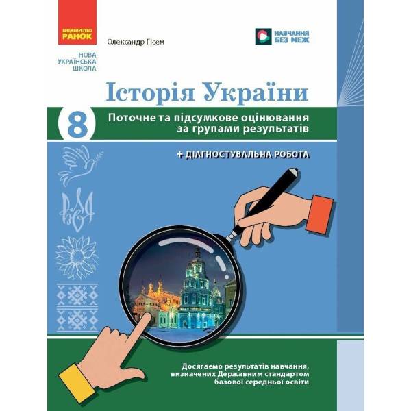 Історія України. 8 клас. Поточне та підсумкове оцінювання за групами результатів + діагностувальна робота