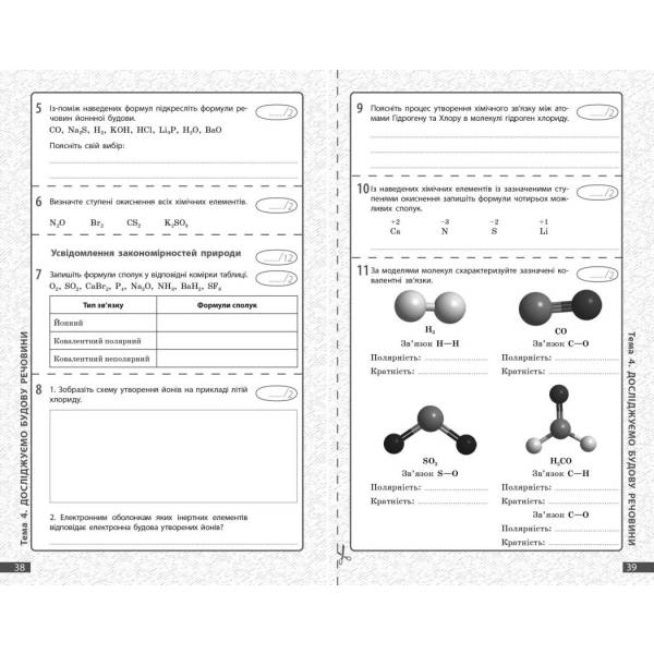 Хімія. 8 клас. Поточне та підсумкове оцінювання за групами результатів