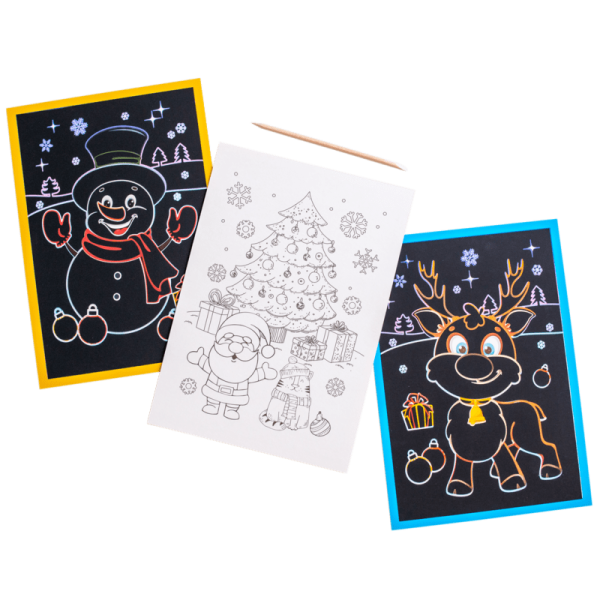 Кольорові гравюри та розмальовки. Новорічні