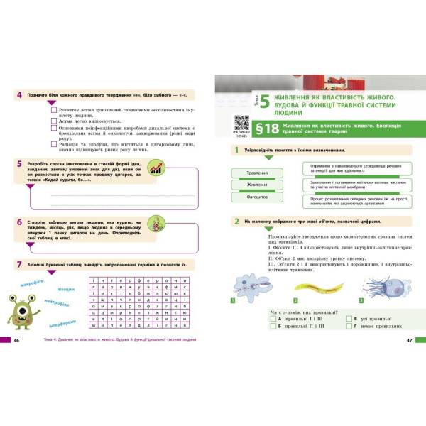 Біологія. Робочий зошит для 8 класу ЗЗСО