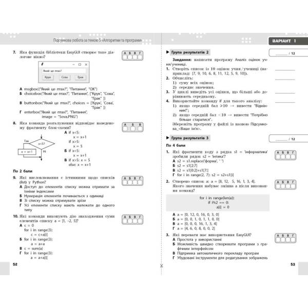 Інформатика. 7 клас. Поточне та підсумкове оцінювання за групами результатів + діагностична робота