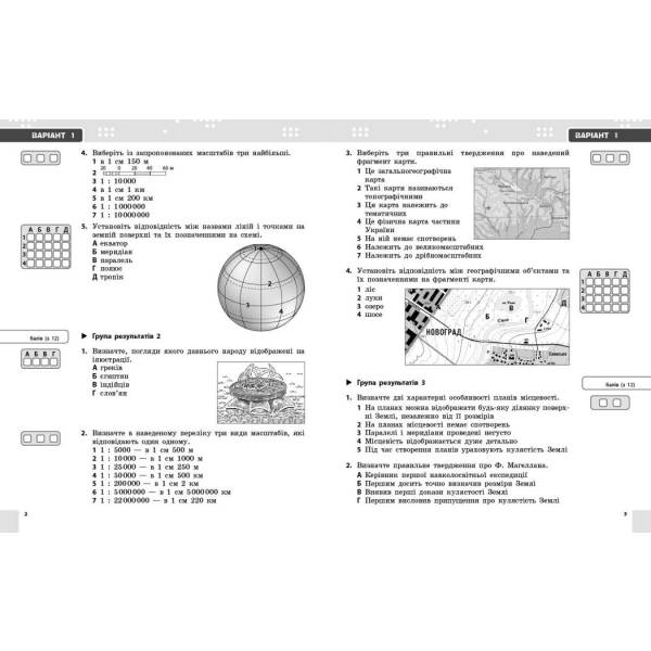 Географія. 6 клас. Поточне та підсумкове оцінювання за групами результатів + діагностувальна робота