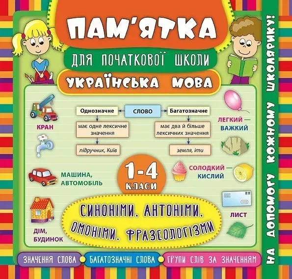 Пам’ятка для початкової школи. Укр. мова. Синоніми, антоніми, омоніми, фразеол. 1-4 кл. - Собчук О. С. - УЛА (104876)