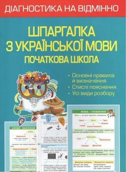 Діагностика на відмінно. Шпаргалка з української мови 1- 4 клас. НУШ 2022 (Весна) Гребенькова Л. О. - ВЕСНА