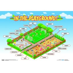 Англійський плакат "In The Playground!" з картками