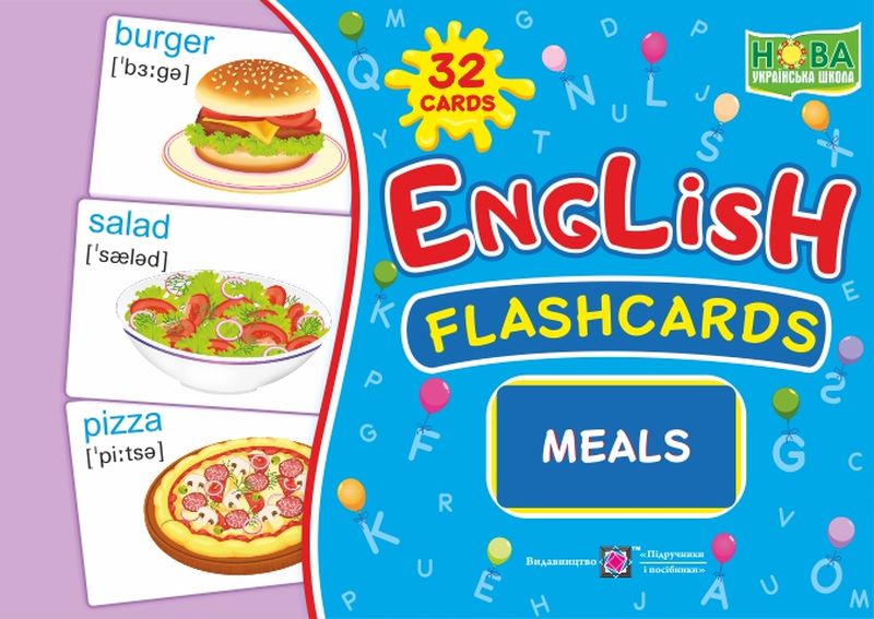 English : flashcards. Meals Іжа. Набір карток англійською мовою