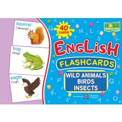 English : flashcards. Wild animals, birds, insects Дикі тварини, птахи. Набір карток англійською мовою