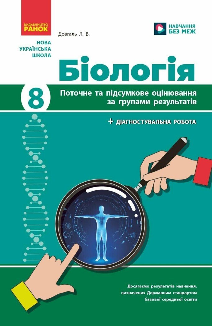 НУШ Біологія. 8 клас. Поточне та підсумкове оцінювання за групами результатів + діагностувальна робота