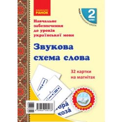 НУШ Навчальне забезпечення до уроків української мови. Картки на магнітах 32 картки. Звукова схема слова. 2 клас