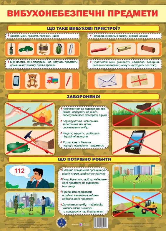 Плакат “Вибухонебезпечні предмети”