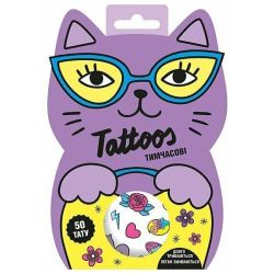 Тимчасові тату для старших дівчаток. Tattoos. Фіолетове кошеня